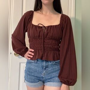 Forever 21 Puff Sleeve Ruched Top
